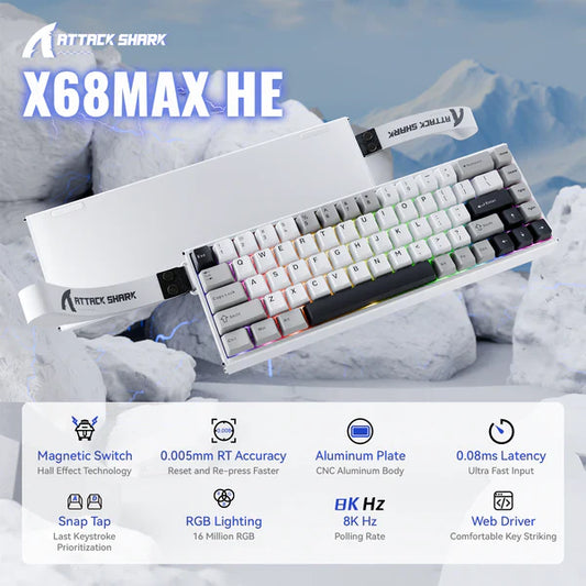 ATTACK SHARK X68MAX HE Rapid Trigger Aluminum Keyboard Magnetic Switch
