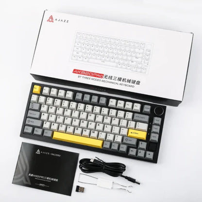 Ajazz AK820 Pro Wireless RGB Mechanical Keyboard – Grey with Flying Fish and Gift switches
